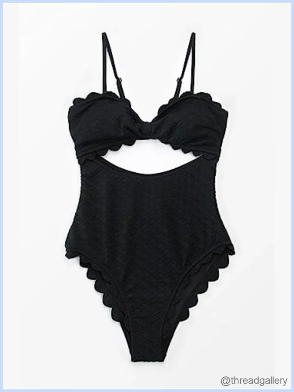Women's Cutout One Piece Swimsuit Scallop Trim Bathing Suit Removable Pads